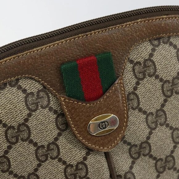 GUCCI GG Supreme Web Sherry Line Shoulder Bag PVC Beige - Picture 6 of 16